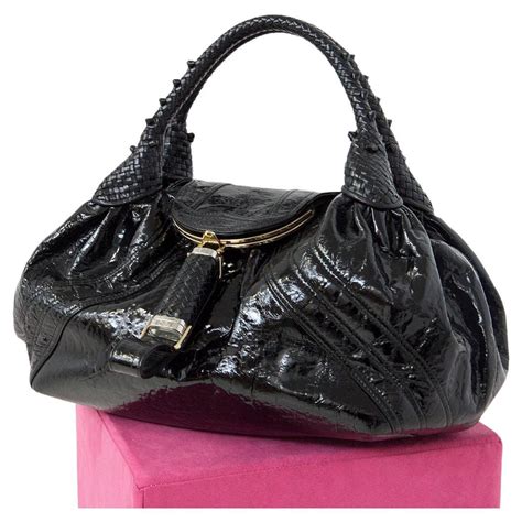 Fendi Black Shiny Crocodile Peekaboo Bag 